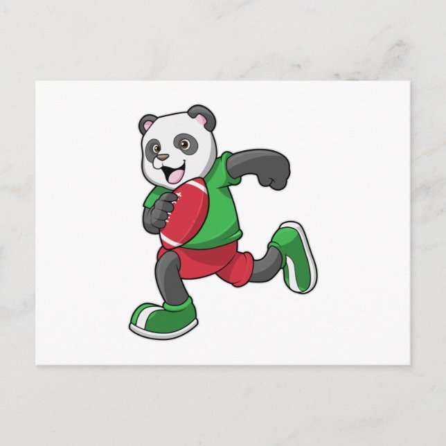 Carte Postale Panda au football avec équipement (Devant)