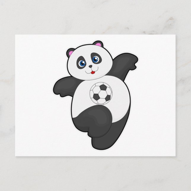 Carte Postale Panda au sport de football (Devant)