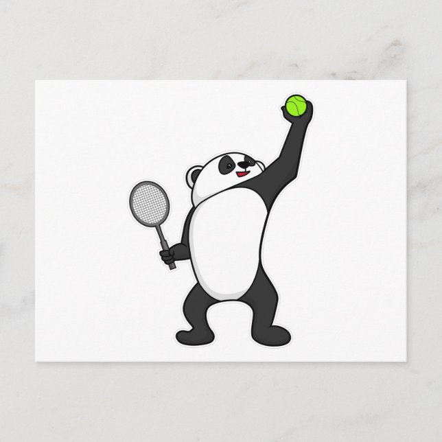 Carte Postale Panda au tennis avec raquette de tennis (Devant)