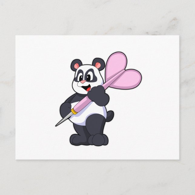 Carte Postale Panda aux fléchettes avec fléchette (Devant)