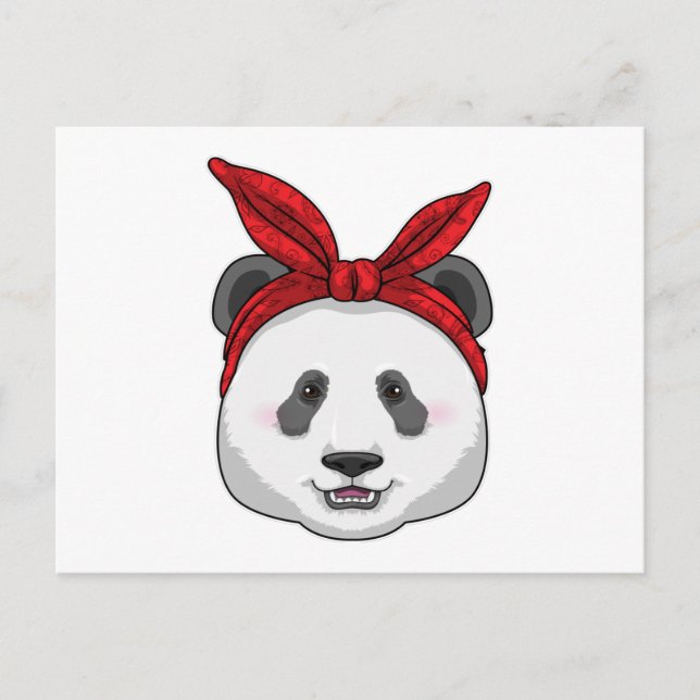 Carte Postale Panda avec bandana (Devant)