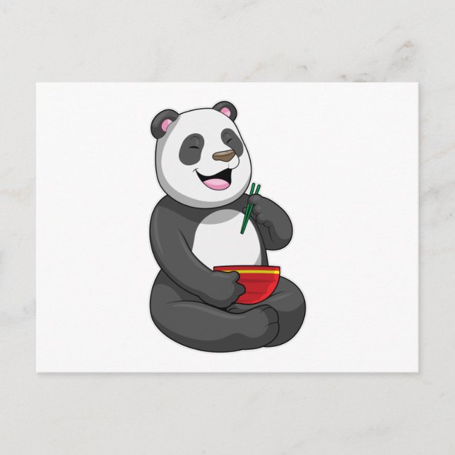 Carte Postale Panda avec bol de Ramen (Devant)