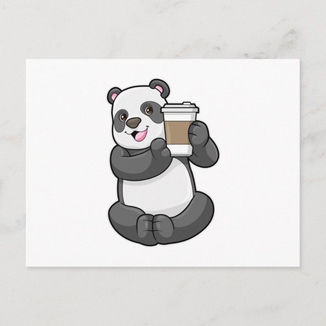 Carte Postale Panda avec café à emporter (Devant)