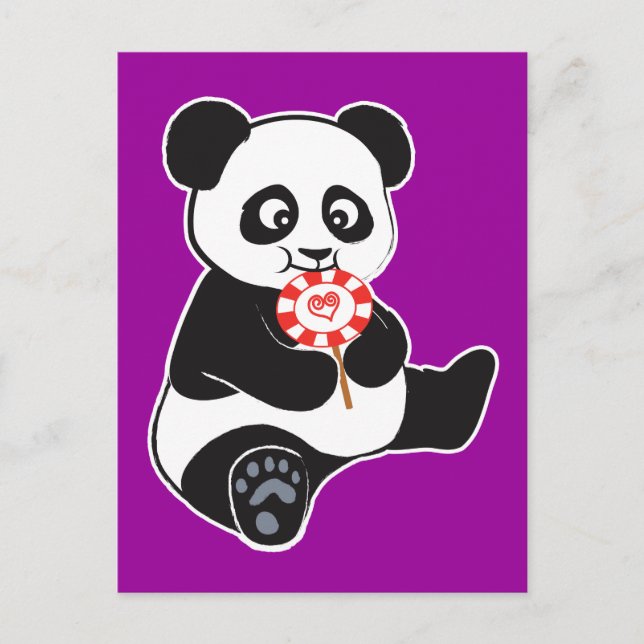 Carte Postale Panda avec lollipop (Devant)