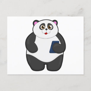 Carte Postale Panda avec téléphone portable