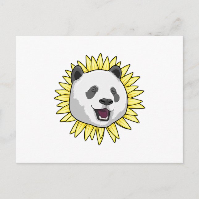 Carte Postale Panda avec tournesol (Devant)