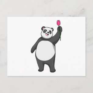 Carte Postale Panda avec Tulipe