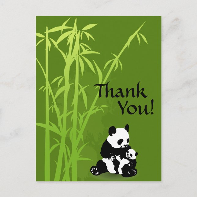 Carte Postale Panda Bears et Bamboo Merci Postcard (Devant)