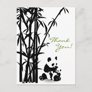 Carte Postale Panda Bears et Bamboo Merci Postcard