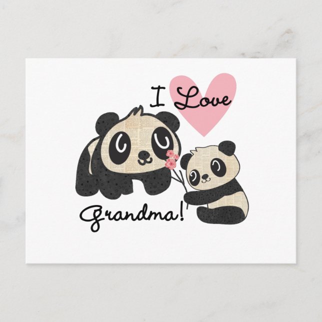 Carte Postale Panda Bears I Love Grandma (Devant)