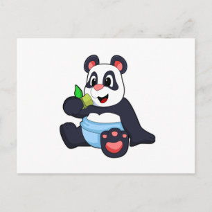 Carte Postale Panda bébé avec bambou