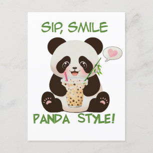Carte Postale Panda Bubble thé