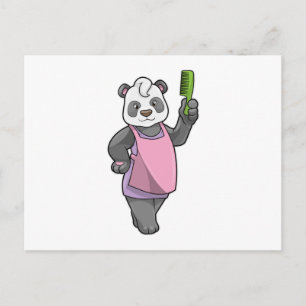 Carte Postale Panda coiffeur avec peigne