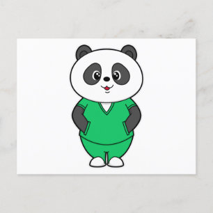 Carte Postale Panda comme infirmière avec fumée