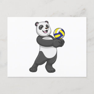 Carte Postale Panda comme joueur de volleyball avec volleyball