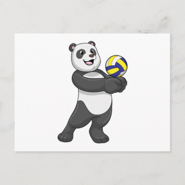 Carte Postale Panda comme joueur de volleyball avec volleyball (Devant)