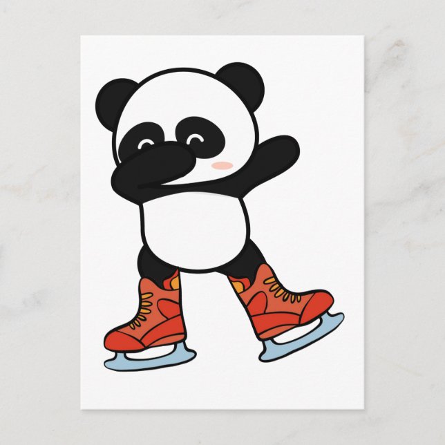 Carte Postale Panda Cool en Dabbing sur des Patins à Glace (Devant)