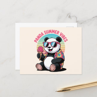 Carte Postale Panda Cool Été Glace Enfant