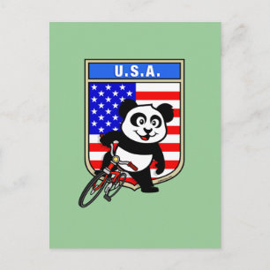 Carte Postale Panda cycliste américain