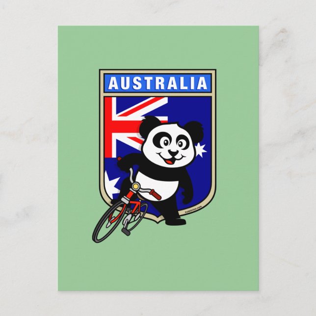 Carte Postale Panda cycliste Australie (Devant)
