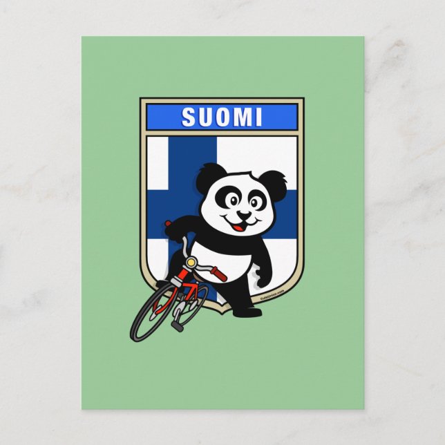 Carte Postale Panda cycliste finlandais (Devant)