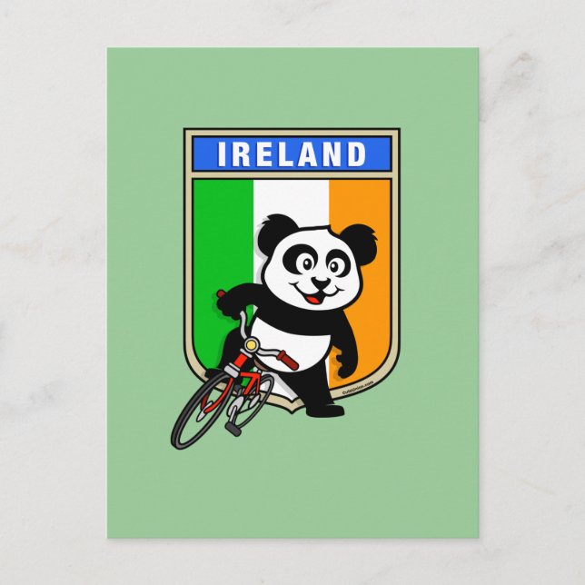 Carte Postale Panda cycliste irlandais (Devant)