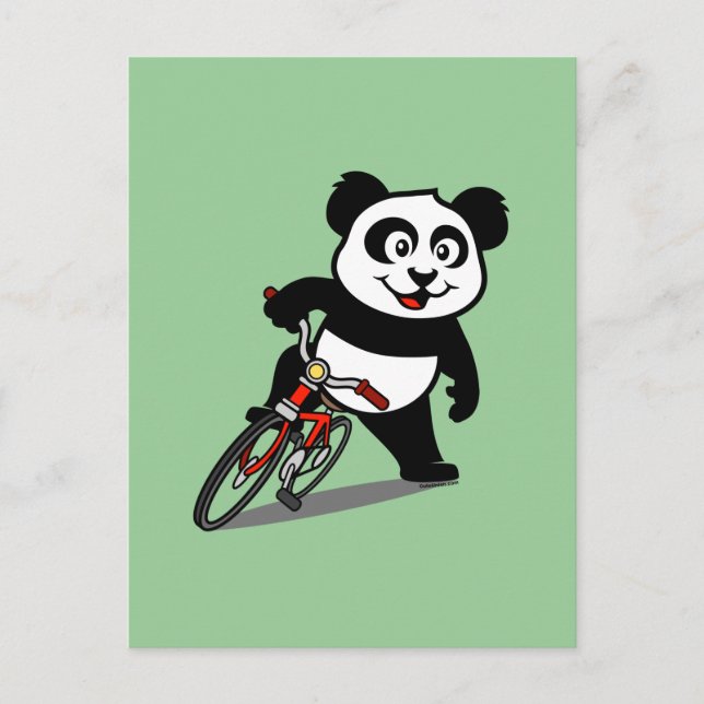 Carte Postale Panda Cycliste Mignon (Devant)