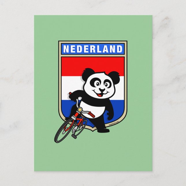 Carte Postale Panda cycliste néerlandais (Devant)