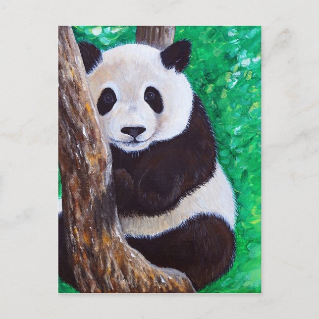 Carte Postale Panda dans une peinture d'arbre (Devant)