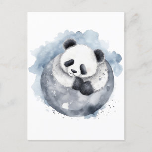 Carte Postale Panda d'aquarelle mignonne dorée
