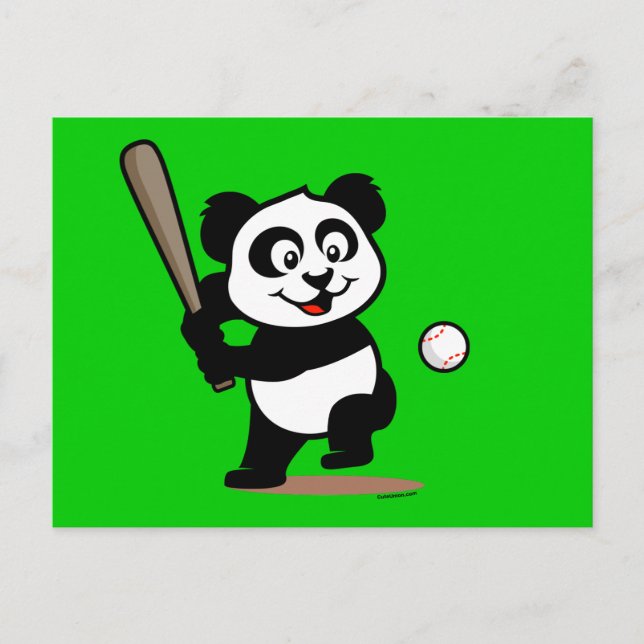 Carte Postale Panda de baseball mignon (Devant)