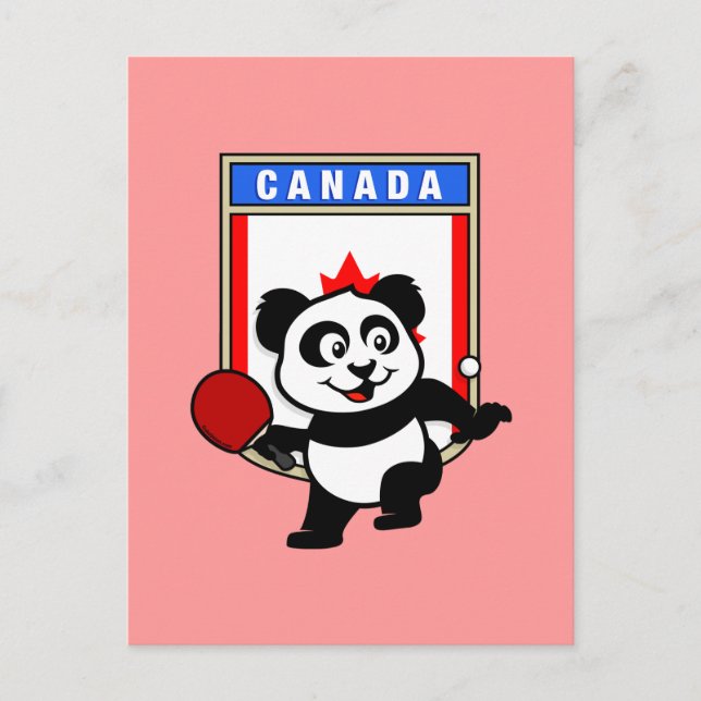 Carte Postale Panda de tennis de table Canada (Devant)