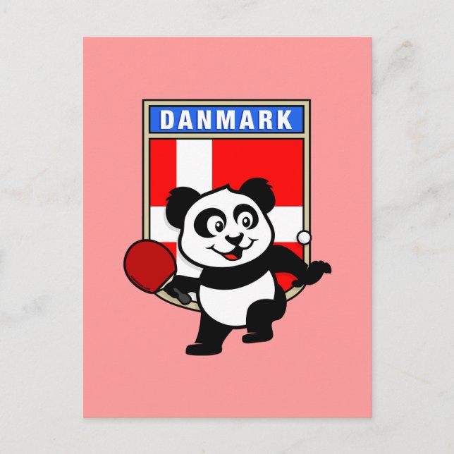 Carte Postale Panda De Tennis De Table Danemark (Devant)