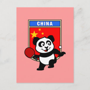 Carte Postale Panda de tennis de table en Chine