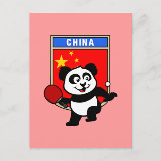 Carte Postale Panda de tennis de table en Chine