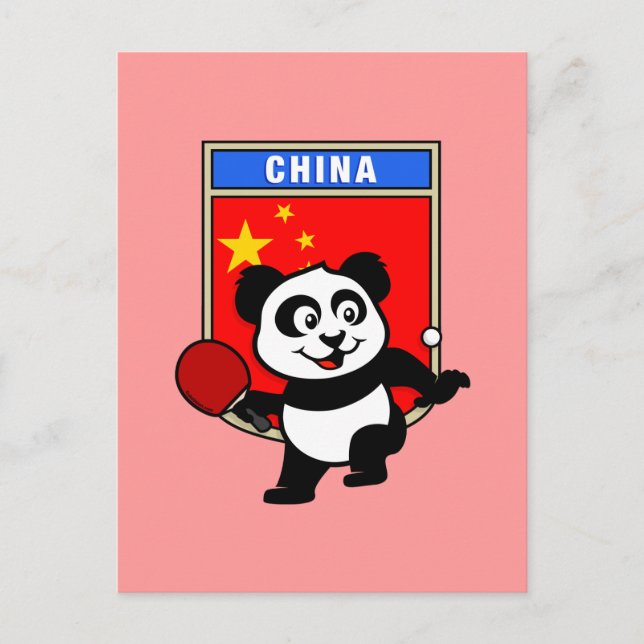 Carte Postale Panda de tennis de table en Chine (Devant)