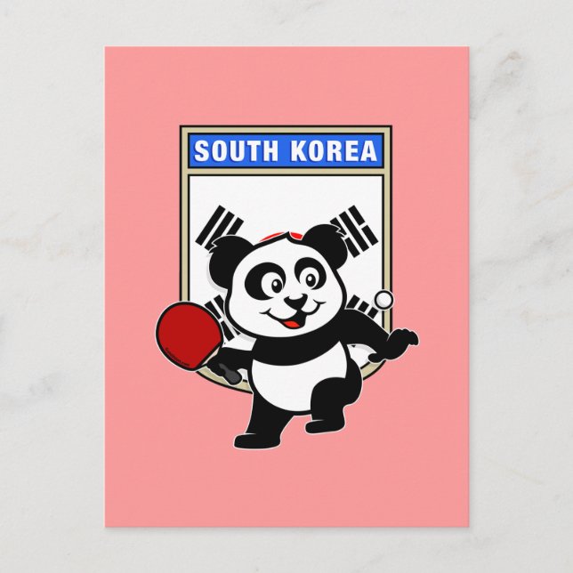Carte Postale Panda de tennis de table en Corée du Sud (Devant)