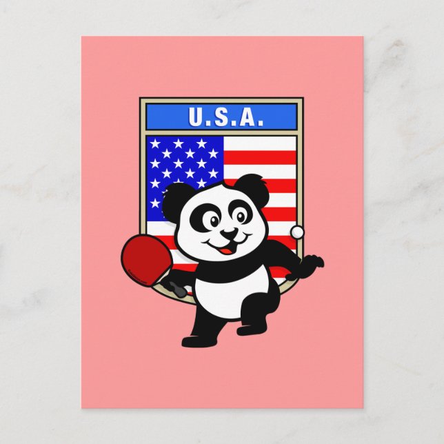 Carte Postale Panda de tennis de table USA (Devant)