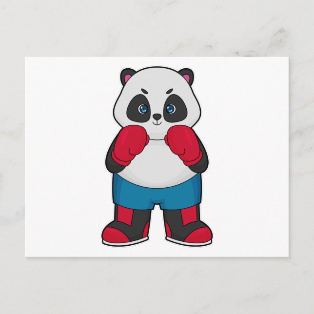 Carte Postale Panda en boîte avec gants de boxe (Devant)