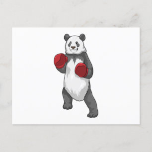 Carte Postale Panda en boxeur avec gants de boxe