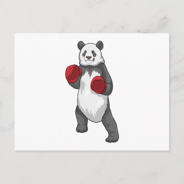 Carte Postale Panda en boxeur avec gants de boxe (Devant)