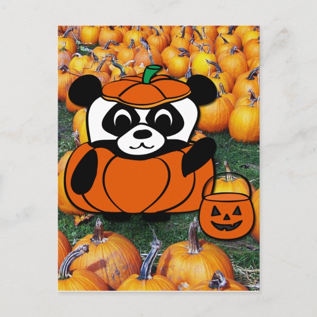 Carte Postale Panda en costume de diable chez Haunted Corn Maze (Devant)