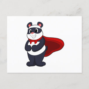 Carte Postale Panda en héros avec Masque et Cap