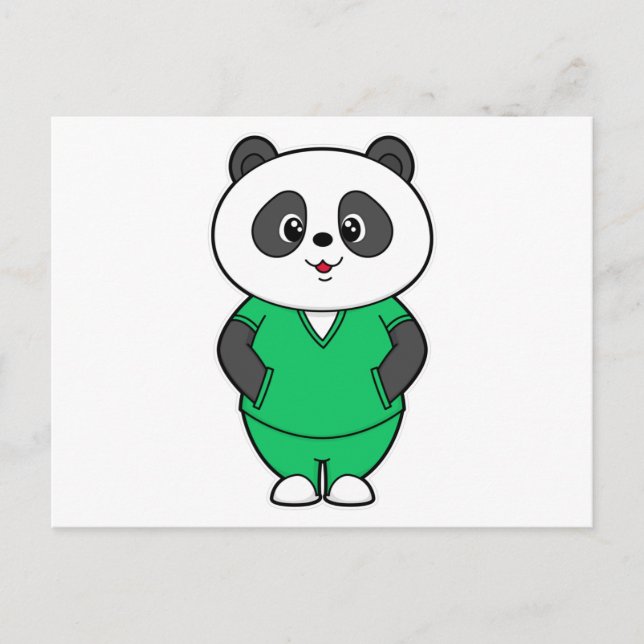 Carte Postale Panda en infirmière avec blouse (Devant)