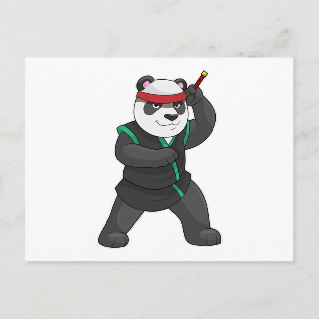 Carte Postale Panda en ninja en costume (Devant)