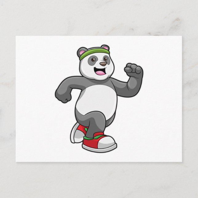 Carte Postale Panda en train de courir avec un bandeau (Devant)