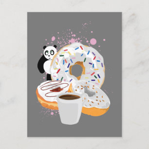 Carte Postale Panda et beignets blancs