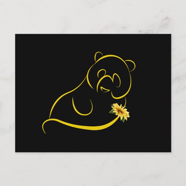 Carte Postale Panda Et Tournesol Cute Graphisme Panda Amateurs (Devant)