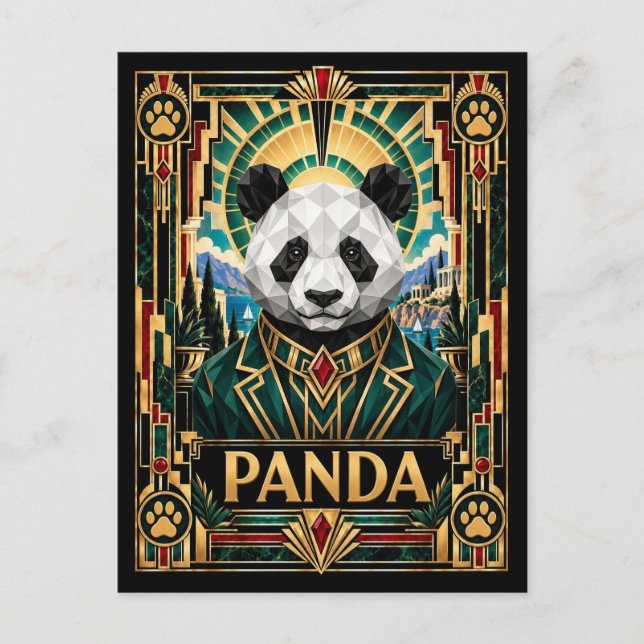 Carte Postale Panda, faune Art déco (Devant)