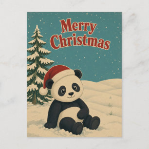 Carte Postale Panda Hiver Champ Animal Noël